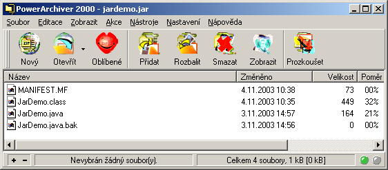 .jar archiv v okně PowerArchiveru